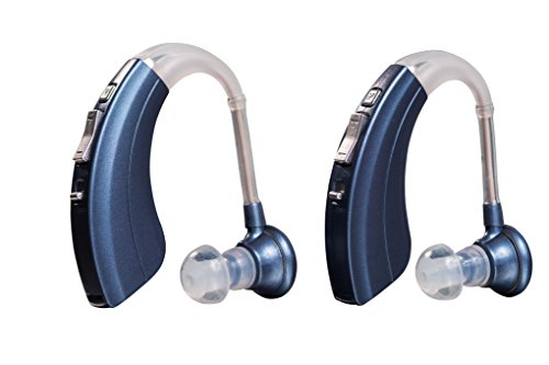 Digital Hearing Amplifiers Qty 2 (Modern Blue) 500hr Battery by Britzgo BHA-220D - 1 Year Warranty!!