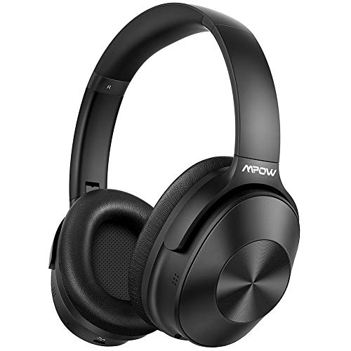 Mpow H12 Noise Cancelling Headphones Bluetooth, Wireless/Wired Headphones Over Ear with Microphone, Hi-Fi Deep Bass, Memory-Protein Earmuffs, 30H Playtime for TV, Travel, Online Class, Home Office
