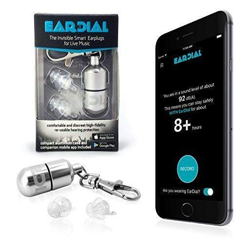 EarDial HiFi Earplugs - Invisible High Fidelity Hearing Protection for Concerts, Motorcycles, Music Festivals, Musicians and other Discreet Comfortable Noise Reduction. With Compact Case and App